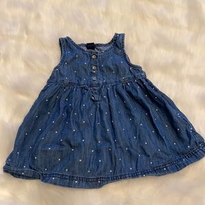 Baby gap dress jean 12-18 months blue white dots